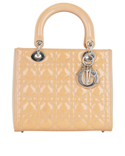 Lady Dior Medium, Patent Leather, Beige, 01-BO-1105, S, 2*